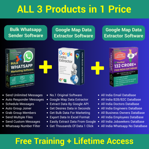 3 Products Bundle (WA Sender + Pan India Data + Data Extractor)